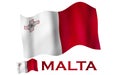 Maltese flag illustration with Malta text and white space