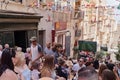 Maltese people fans watch football match on Valletta street