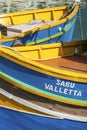 Maltese traditional painted luzzu boats in marsaxlokk fishing vi