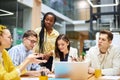 Malti racial group of people brainstorming in the office room with modern interior Royalty Free Stock Photo