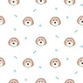 Maltipoo and poodle cartoon dog heads seamless pattern silhouettes