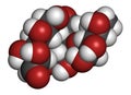 Maltodextrin food additive molecule. Atoms are represented as spheres with conventional color coding: hydrogen white, carbon .