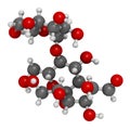 Maltodextrin food additive molecule. 3D rendering. Atoms are represented as spheres with conventional color coding: hydrogen (