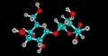 Maltose molecular structure isolated on black