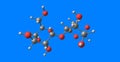 Maltose molecular structure isolated on blue