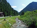 The Malunbach stream between the alpine villages of Steg and Malbun in the Liechtenstein Alps - Steg, Liechtenstein Royalty Free Stock Photo