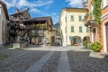 Malvaglia, Switzerland - October 11th 2020: Historic buildings in the centre