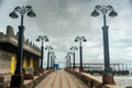 Malvan beach and street lamps on sea Royalty Free Stock Photo