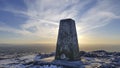 Malvern Hills trig point, Worcestershire. Royalty Free Stock Photo
