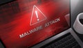 Malware Attack warning on a laptop screen Royalty Free Stock Photo