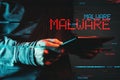 Malware concept with person using tablet computer Royalty Free Stock Photo