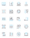 Malware detection linear icons set. Virus, Trojan, Spyware, Malware, Ransomware, Adware, Botnet line vector and concept