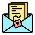 Malware email icon color outline vector