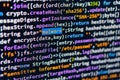 Malware. Image shows a close-up of computer screen displaying code with focus on String malware The image is related to Royalty Free Stock Photo