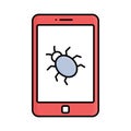 Malware mobile Fill color vector icon which can easily modify or edit
