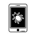 Malware mobile half glyph vector icon which can easily modify or edit