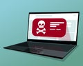 Malware notification on laptop screen