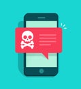 Malware notification on smartphone vector, concept of spam data, fraud internet error message Royalty Free Stock Photo