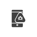 Malware notification on smartphone vector icon