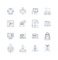 Malware protection line icons collection. Antivirus, Cybersecurity, Scanning, Firewall, Encryption, Detection, Phishing