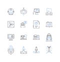 Malware protection line icons collection. Antivirus, Cybersecurity, Scanning, Firewall, Encryption, Detection, Phishing Royalty Free Stock Photo