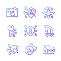 Malware and protection pixel perfect gradient linear vector icons set Royalty Free Stock Photo