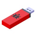 Malware stick icon, isometric style
