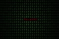 Malware word with technology digital dark or black background with binary code in light green color 1001.