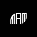 MAM letter logo design on black background. MAM creative initials letter logo concept. MAM letter design.MAM letter logo design on