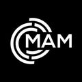 MAM letter logo design. MAM monogram initials letter logo concept. MAM letter design in black background