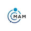 MAM letter technology logo design on white background. MAM creative initials letter IT logo concept. MAM letter design