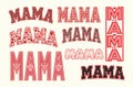 mama checkered bow typography bundle pink and black Royalty Free Stock Photo