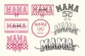 mama checkered bow typography bundle pink and black Royalty Free Stock Photo