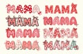 mama checkered bow typography bundle pink and black Royalty Free Stock Photo