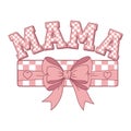 mama hearts and checkerboard bow typography set Royalty Free Stock Photo
