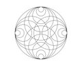 Sacred Mandala template to print and color. Round design element isolated on white background. Circle pattern in white color Royalty Free Stock Photo