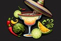 Mamacita. Funny quote about the Mexican holiday Cinco de Mayo. template for banner, poster, sticker, shirt, etc