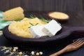 Mamaliga or polenta porridge made out of yellow maize flour.