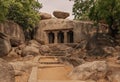 Mamallapuram, with its striking bas-reliefs and stone temples, is an open-air museum. India Royalty Free Stock Photo