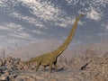 Mamenchisaurus dinosaur in the desert - 3D render Royalty Free Stock Photo