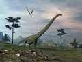 Mamenchisaurus dinosaur walk - 3D render