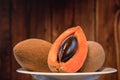 Mamey sliced fruit close up Royalty Free Stock Photo