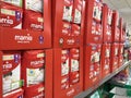 Mamia nappies on shelves in Aldi store