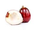 Mamiew pomerac, malay apple cut half on white background. Royalty Free Stock Photo