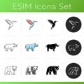 Mammals and birds icons set Royalty Free Stock Photo