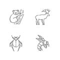 Mammals and insects pixel perfect linear icons set