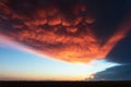 Mammatus clouds at sunset in Texas