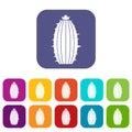 Mammillaria bocasana icons set flat