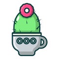 Mammillaria cactus icon, cartoon style