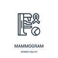 mammogram icon vector from women health collection. Thin line mammogram outline icon vector illustration